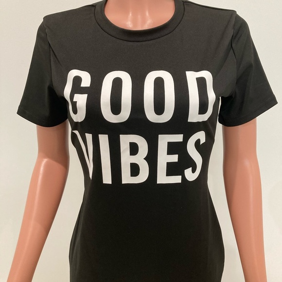 Shein GOOD VIBES black short sleeve dress M - Picture 8 of 12